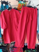 Pantalón hippie liso color rojo mao con camisa a juego - Tienda de Ropa Hippie